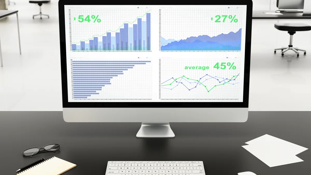 Una pantalla de ordenador mostrando graficos de barras y lineas con datos estadisticos.